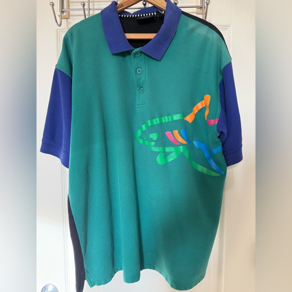 Vintage Greg Norman Collection Green and Blue polo